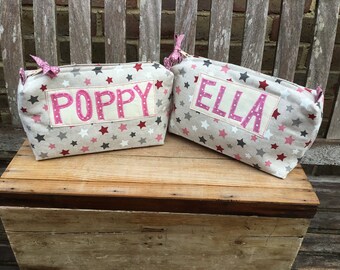 Star themed personalised wash bag