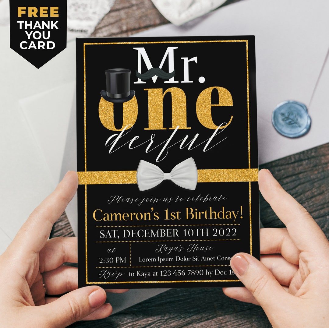 Mr Onederful Invitation Editable Mr Onederful 1st Birthday Invitation ...