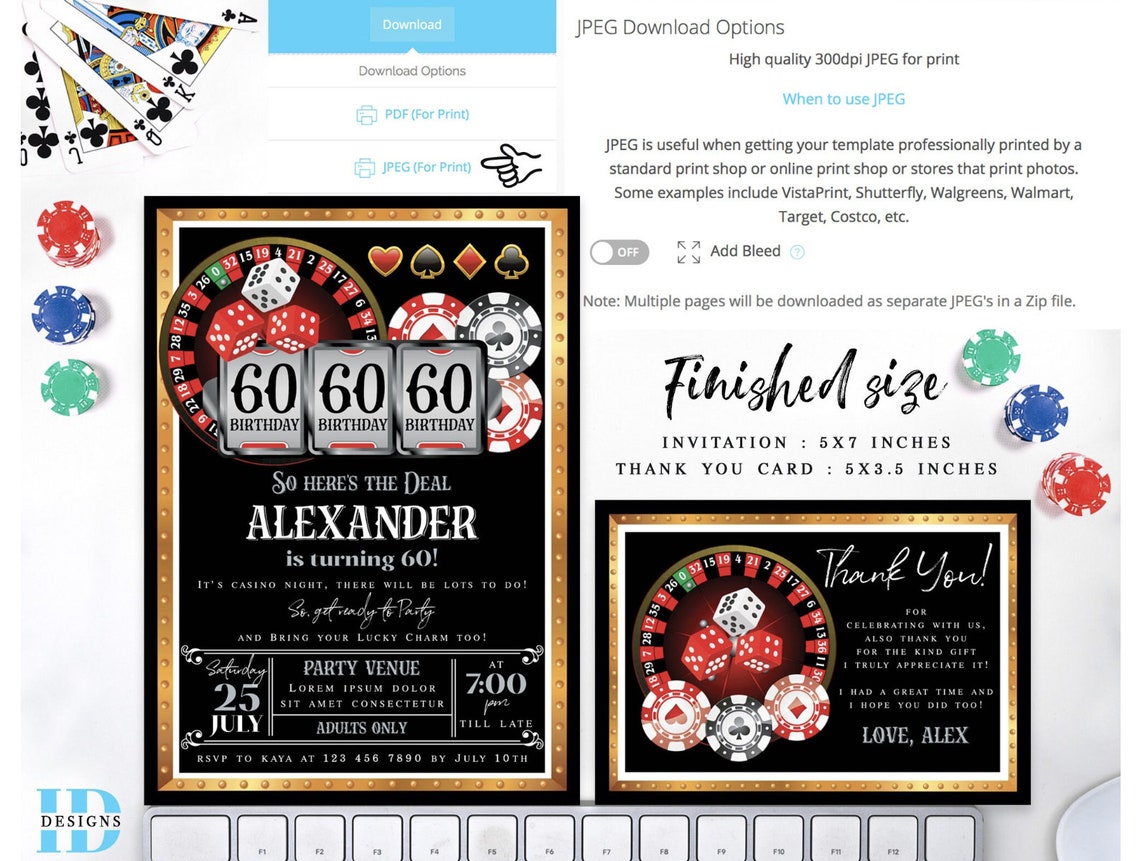 Editable Casino Birthday Invitation. Poker Birthday Invitation, Casino ...