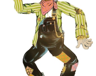 Huge 52&quot; Vintage 1980 Halloween Die Cut Beistle Jointed Scarecrow Decoration