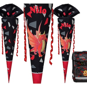 School cone dragon, matching the TaekBärdo, for boys, sewn fabric sugar cone, custom