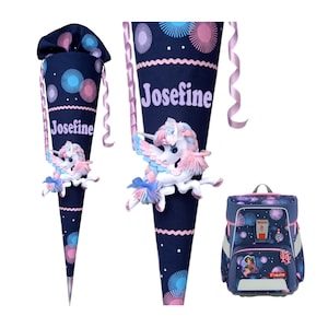 Unicorn school cone - personalized with name - matching Mermaid Delia - school enrollment gift - girls school cone - candy cone handmade