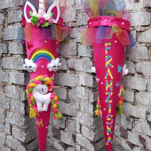 School cone with unicorn matching the Ergobag CinBärella, for girls, sewn, fabric, candy cone