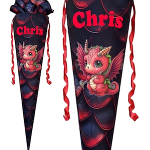 School cone dragon with name – personalized school cone – dragon design – gift for school enrollment – dragon skin school cone