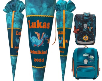Dragon school cone, matching Dragon Moon, Derdiedas/Seadragon Scout/for boys/girls/custom/sewn