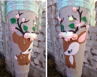 Personalisiertes Schultüte „Forest Deer“ – Pink, Ca. 70–90 Cm, Mit Bambi-Motiv & Name, Abnehmbarer Bezug
