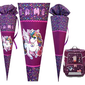 School cone matching the Dreamy Unicorn Nuala Step by Step, Eyela, Olivia Horse, Classy Molly, Unicorn, for girls, sewn, with name