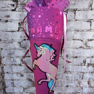 Unicorn school cone, suitable for Classy Molly, Dreamy Unicorn Nuala, Eyela, Olivia horse, for girls, sewn, with name