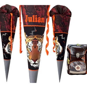 Cartable Tigre assorti au Derdiedas Cyber Dino, pour garçons, avec nom, personnalisé, cousu