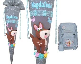 Hot Pink Schultüte Mit Bambi-Motiv – Personalisierbar Mit Namen, Ca. 70–90 Cm Hoch