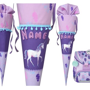 Cartable licorne, pégase, assorti au cartable Rainbow Plumes, pour fille, cousu, personnalisé, cartable cheval