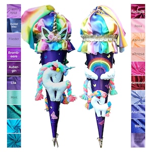 School cone Unicorn, Pony, Fabric Germany School Cone, rainbow Sugar cone, 1 class