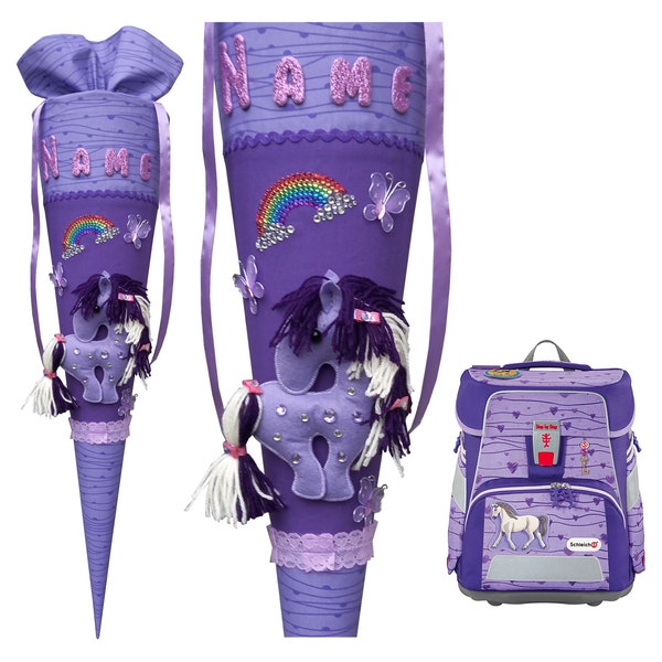 Schultüte horse, match the satchel Step by Step  Horse Club, for girls, sewn, custom,  pegasus  Schultüte