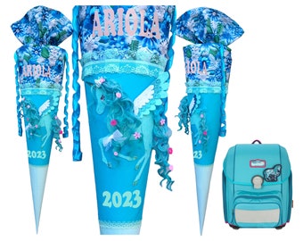 School bag with unicorn, matching the Dreamworld Scout, with Pegasus, for girls, desired name, custom, turquoise, mint green