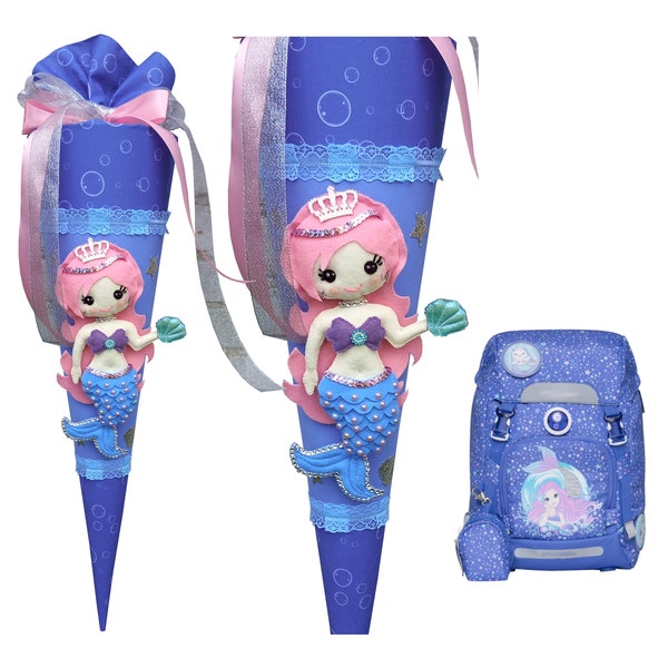 Meerjungfrau Schultüte  passend  Aquagirl und  Mermaid Bella, für Mädchen, Wunschname, benutzerdefinierte