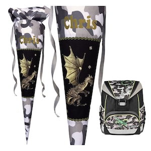 Cartable Dragon assorti au Camo Dragon, tissu camouflage, pour garçon, cousu, personnalisé