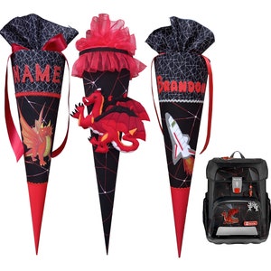 Cartable assorti au Step by Step Dragon Drago, dragon rouge, personnalisé, cousu, pour garçon, prénom