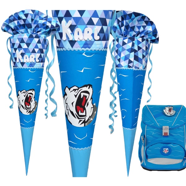 School bag match  Polar Bären Derdiedas, custom, for boys, sewn Fabric Sugar Candy box
