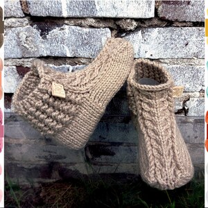 women&#39;s chunky wool booties, fireplace cozy socks, warm hand knitting socks ,winter socks,wool crochet boot slippers with braids,35-42