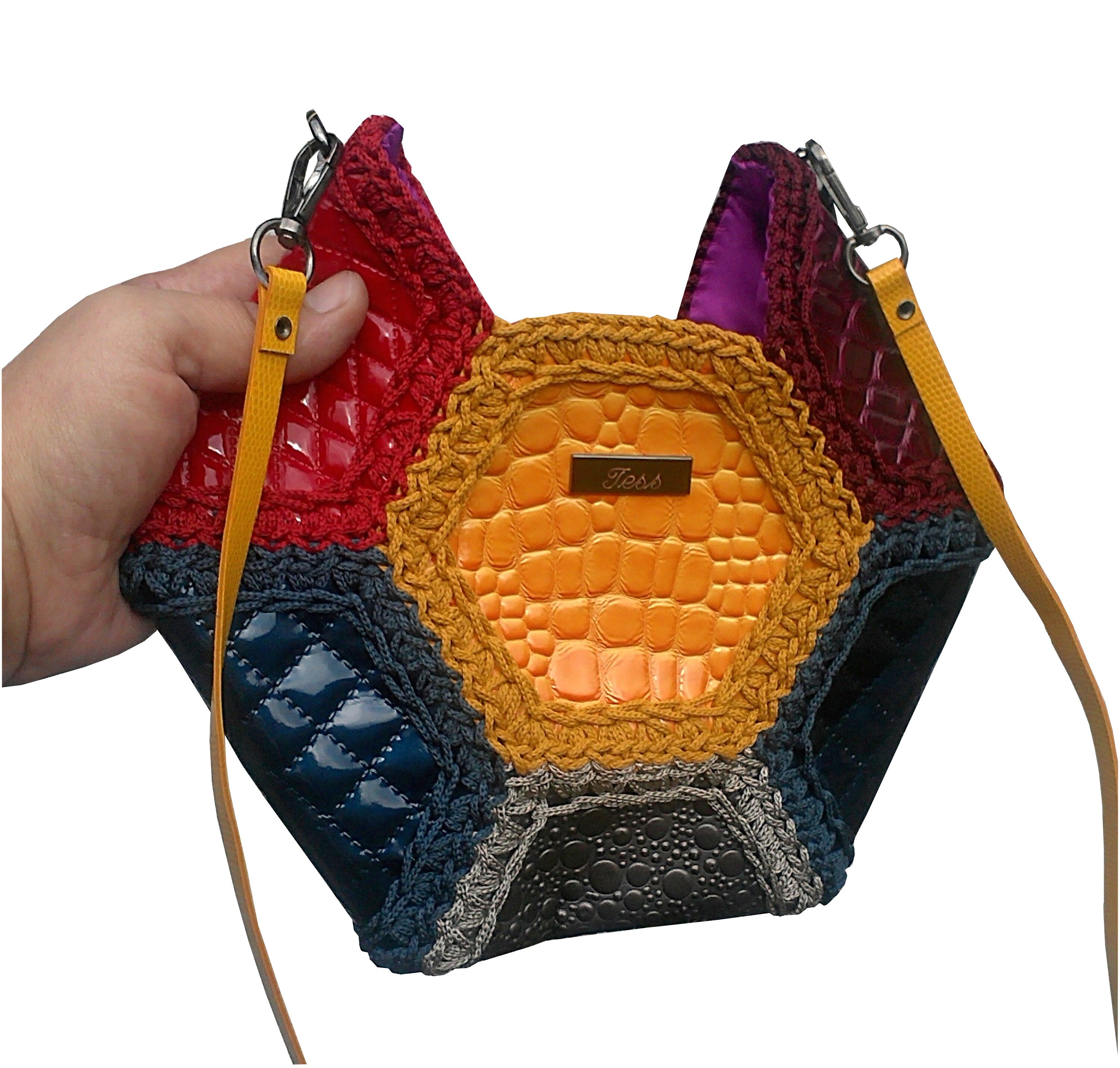 Leather patchwork deals purse