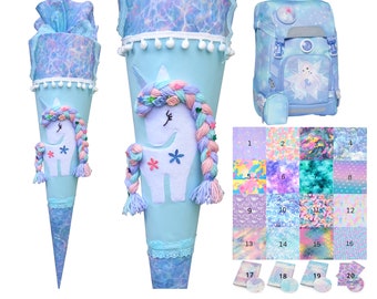 Rainbow Unicorn with braids school cone matching the Star Princess / for girls / custom / sewn / desired name / casual