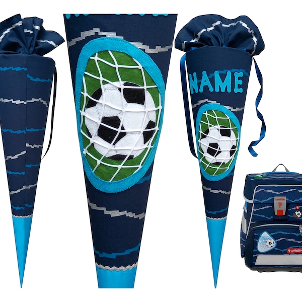 Cono scuola calcio da abbinare alla borsa da zucchero in tessuto Soccer Lars Step by Step, personalizzata, con nome, cucita