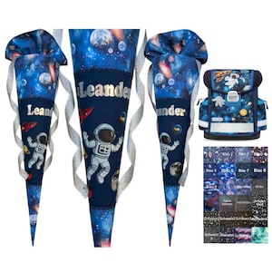 Space School Cone 2025 – Fabric School Cone with Astronaut & Name – Matching the Belmil Space – Candy Cone for Boys