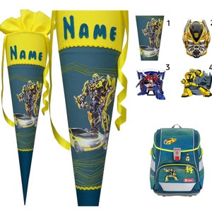 Cartable Bumblebee Transformers assorti au Power Robot, pour garçons, cousu, personnalisé, nom souhaité