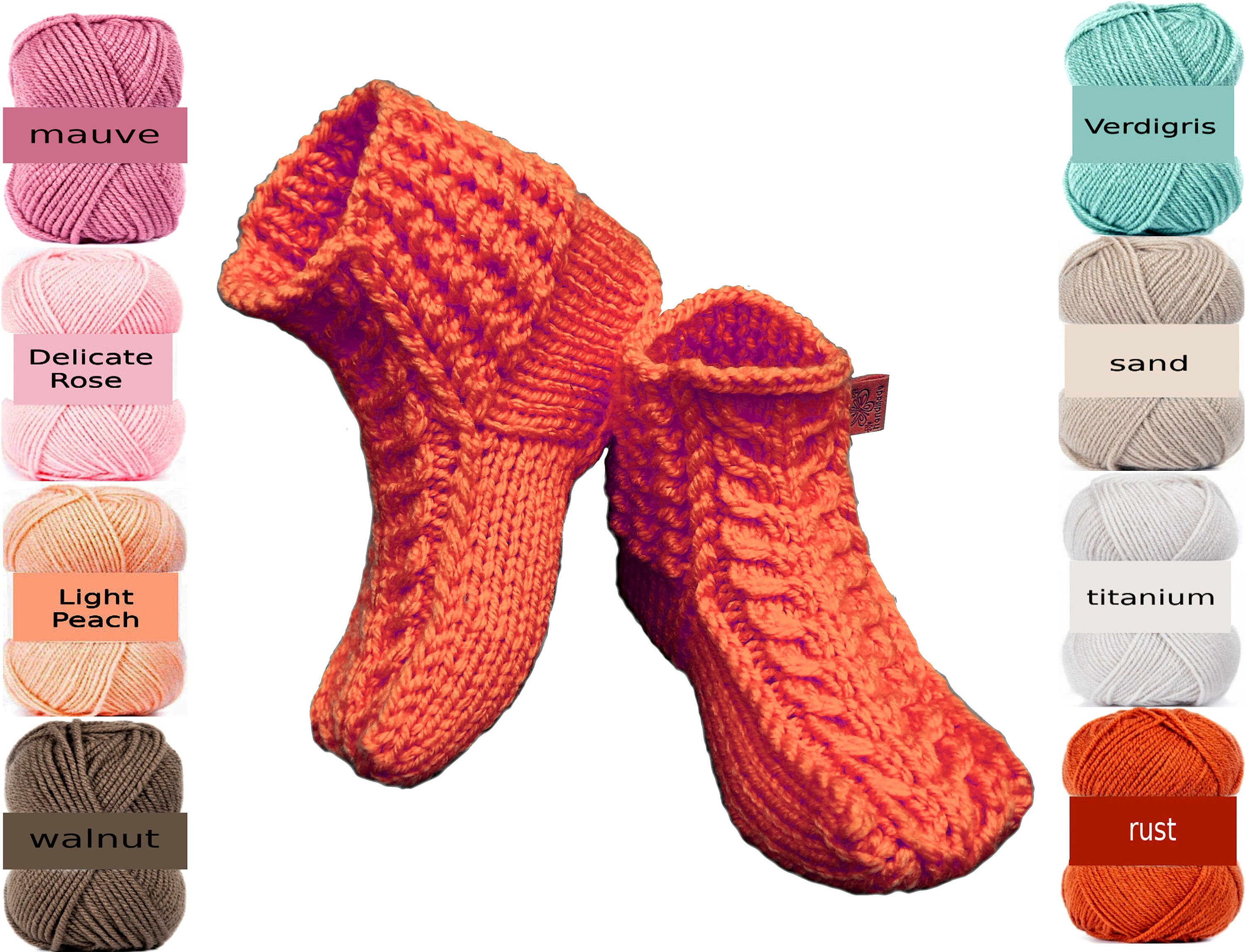 women's chunky wool booties, fireplace cozy socks, warm hand knitting socks ,winter socks,wool crochet boot slippers with braids,35-42