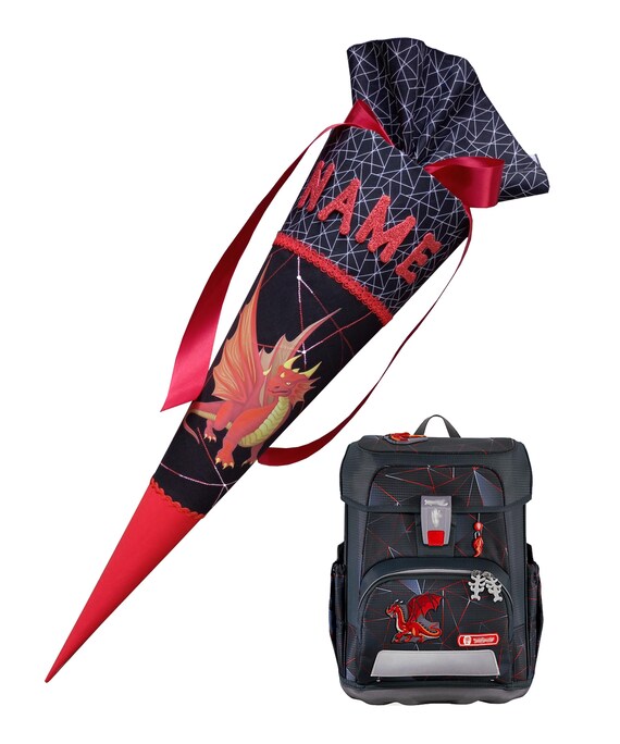Schultüte Drache, passend zum Step by Step Dragon Drago, rot Drachen, Benutzerdefinierte, Genäht, für jungen, Name Schultüte Drache, passend zum Step by Step Dragon Drago, rot Drachen, Benutzerdefinierte, Genäht, für jungen, Name
