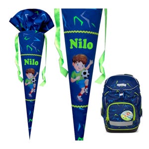 School cone football – fabric school cone with football player & name – matching the SpitzenreitBär Ergobag – candy cone for boys for school enrollment