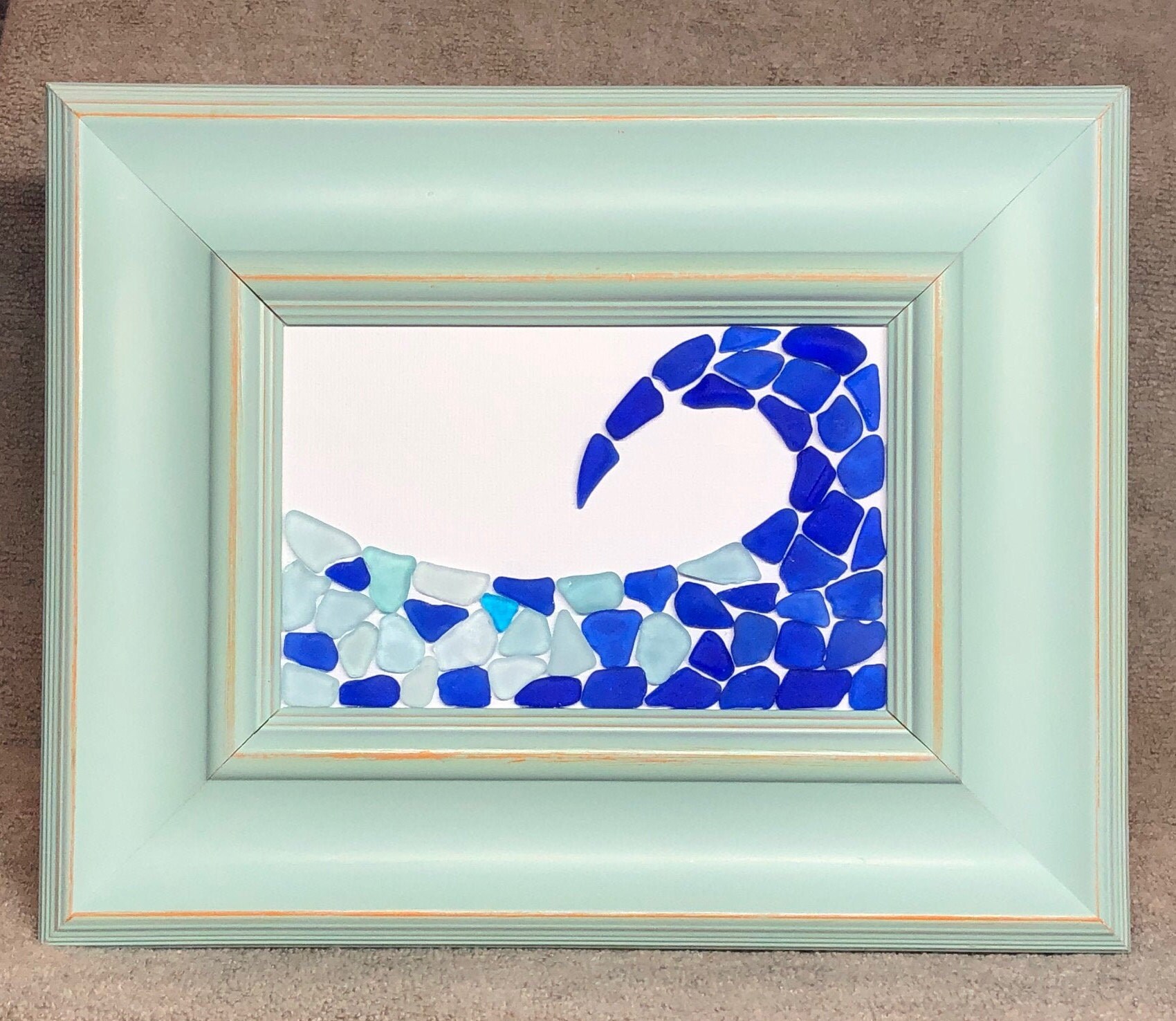 Genuine Sea Beach Glass Framed Art Picture Cresting Ocean Etsy.de