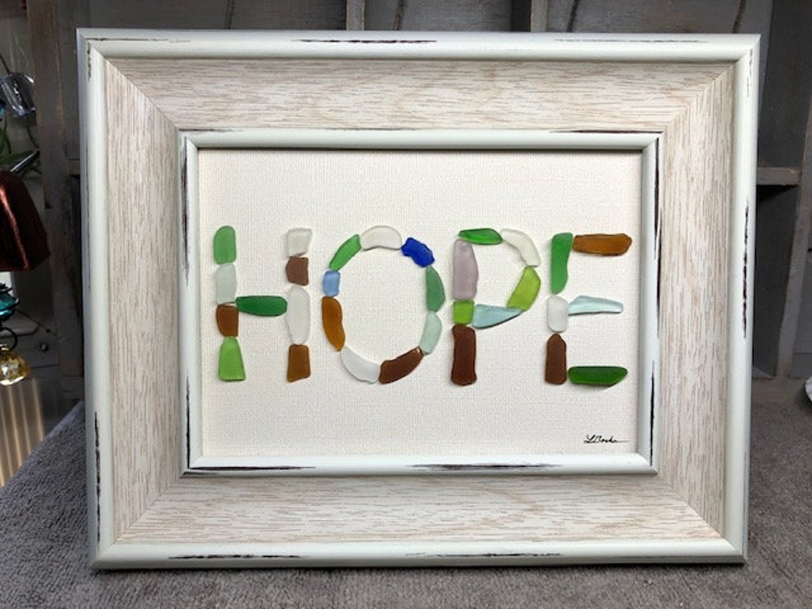 Genuine Sea Beach Glass Framed Art Picture Inspirational Etsy