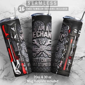 Mechanic Tools Automotive, Skinny Tumbler 20oz 30oz Wrap, Mug Template 11oz, Sublimation Waterslide, PNG Digital Designs Download