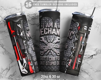 Mechanic Tools Automotive, Skinny Tumbler 20oz 30oz Wrap, Mug Template 11oz, Sublimation Waterslide, PNG Digital Designs Download