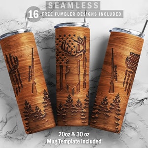 Deer Hunting Skinny Tumbler 20oz 30oz Wrap, Mug Template 11oz Sublimation Waterslide PNG Digital Desings Download