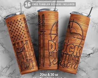 Duck Hunting Skinny Tumbler 20oz 30oz Wrap, Mug Template 11oz Sublimation Waterslide PNG Digital Desings Download
