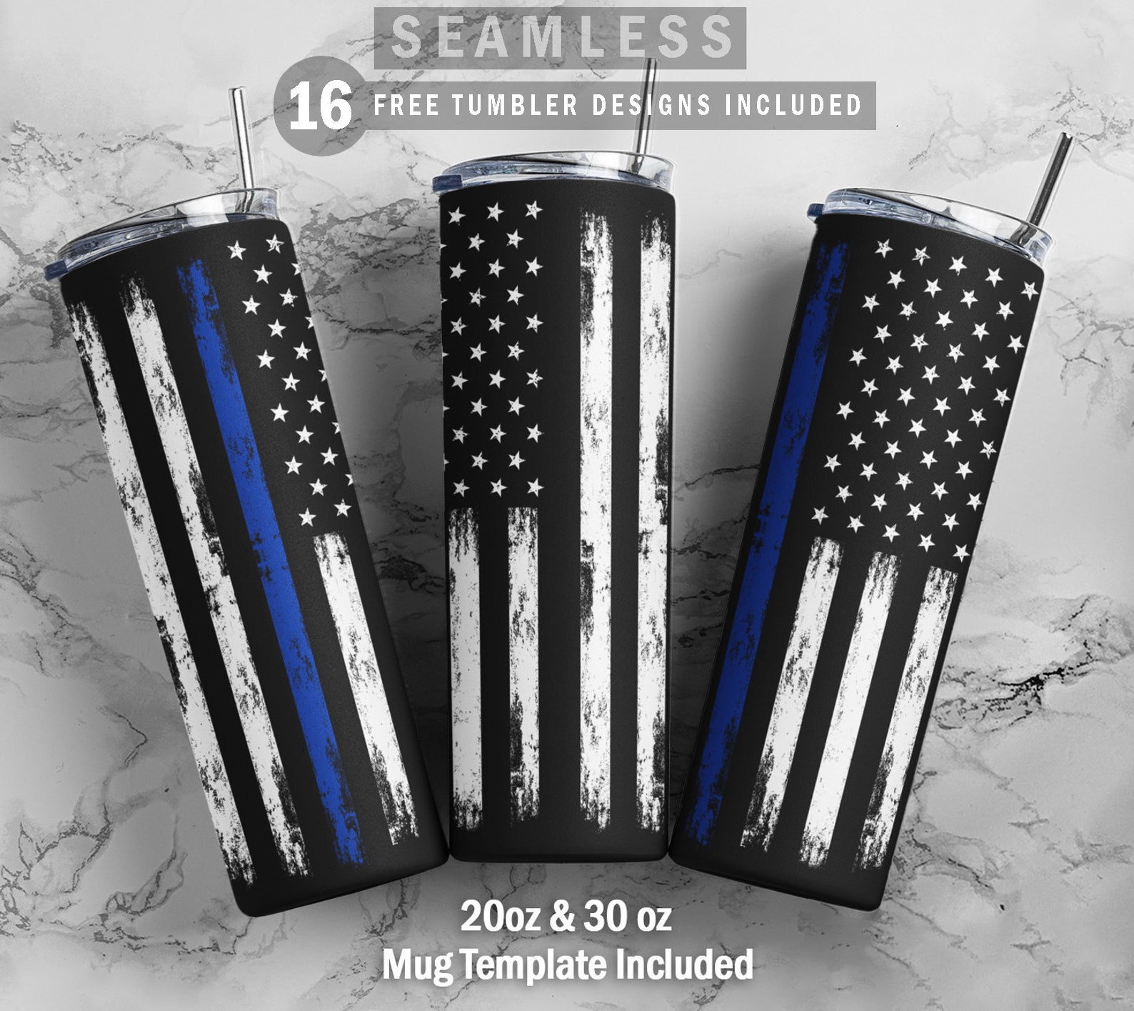 Thin blue line glitter cheap tumbler
