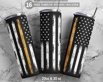 American Flag Thin Gold Line, Skinny Tumbler 20oz 30oz Wrap, Mug Template 11oz, Sublimation Waterslide, PNG Digital Desings Download