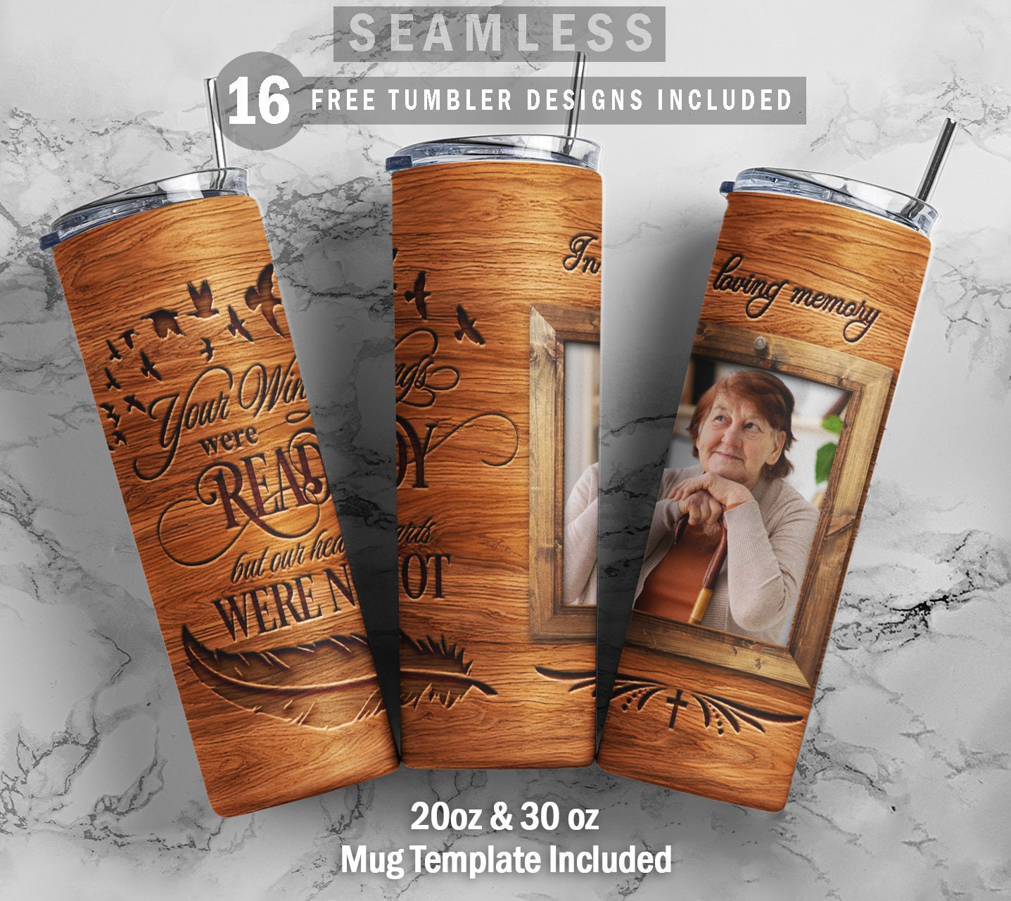 30 oz Skinny Tumbler Sublimation Design Template memorial quote with Photo  Spots Straight Digital Download PNG tumblers Tamara