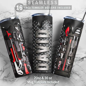 Mechanic Tools Automotive, Add Your Own Text Tumbler 20oz 30oz Wrap, Mug Template 11oz, Sublimation Waterslide, PNG Digital Designs Download