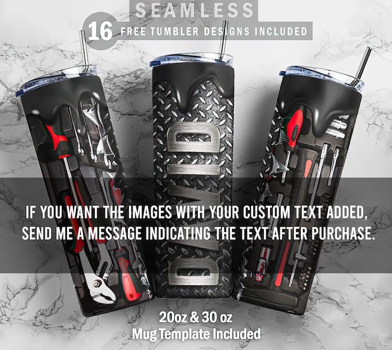 Mechanic Tools Automotive, Add Your Own Text Tumbler 20oz 30oz Wrap, Mug Template 11oz, Sublimation Waterslide, PNG Digital Designs Download image 1