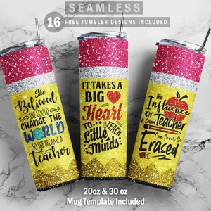 School potlood leraar 20oz 30oz wrap, mok sjabloon 11oz, sublimatie waterglijbaan, PNG digitale ontwerpen downloaden