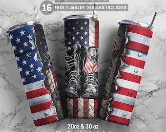 American Army USA Flag, Skinny Tumbler 20oz 30oz Wrap, Mug Template 11oz, Sublimation Waterslide, PNG Digital Desings Download