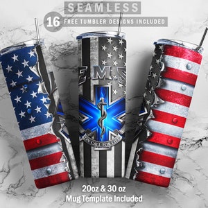 EMS American Paramedic USA Flag Skinny Tumbler 20oz 30oz Wrap, Mug Template 11oz Sublimation Waterslide PNG Digital Desings Download