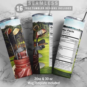 Golf Skinny Tumbler 20oz 30oz Wrap, Mug Template 11oz Sublimation Waterslide PNG Digital Download