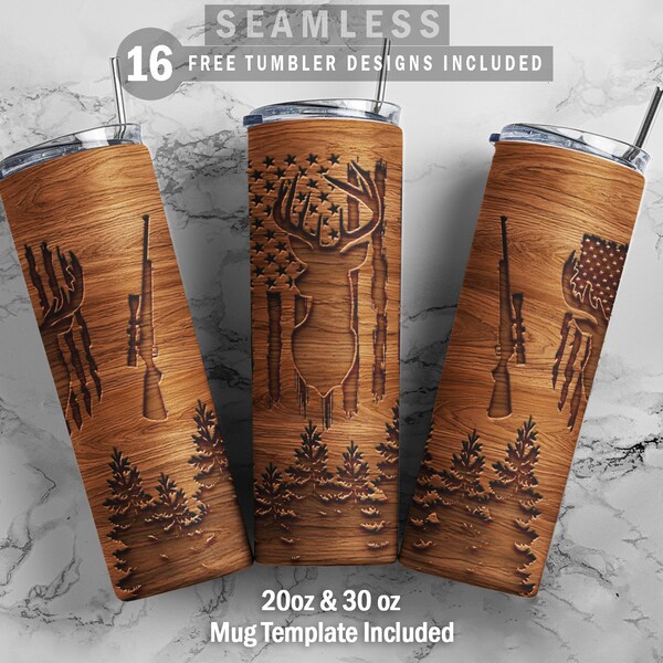 Deer Hunting Skinny Tumbler 20oz 30oz Wrap, Mug Template 11oz Sublimation Waterslide PNG Digital Desings Download