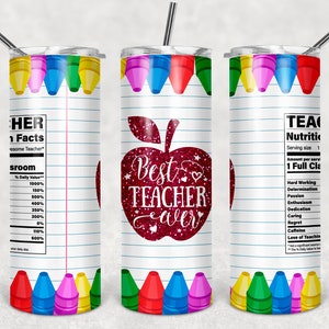 Teacher Nutrition Facts Straight/Tapered Tumbler 20oz Wrap Sublimation Waterslide PNG Digital Desings Download