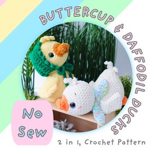 Patinhos Buttercup e Daffodil, Crochê sem costura, 2 em 1
