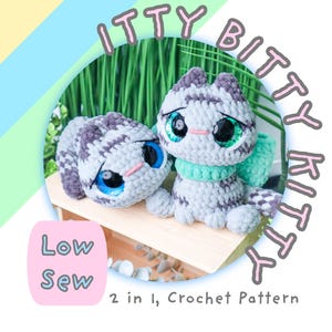 Patrón de crochet de costura baja para gatito pequeño 2 en 1